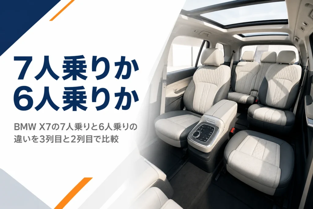 大型SUVの2列目と3列目のシートと7人乗りか6人乗りかという見出し