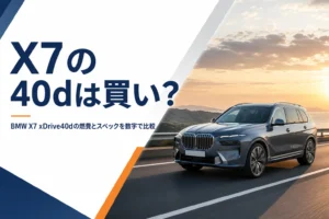 高速道路を走る大型SUVとX7の40dは買いかを問う見出し