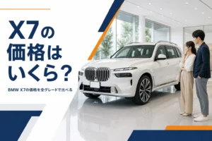 ショールームに置かれた白い大型SUV