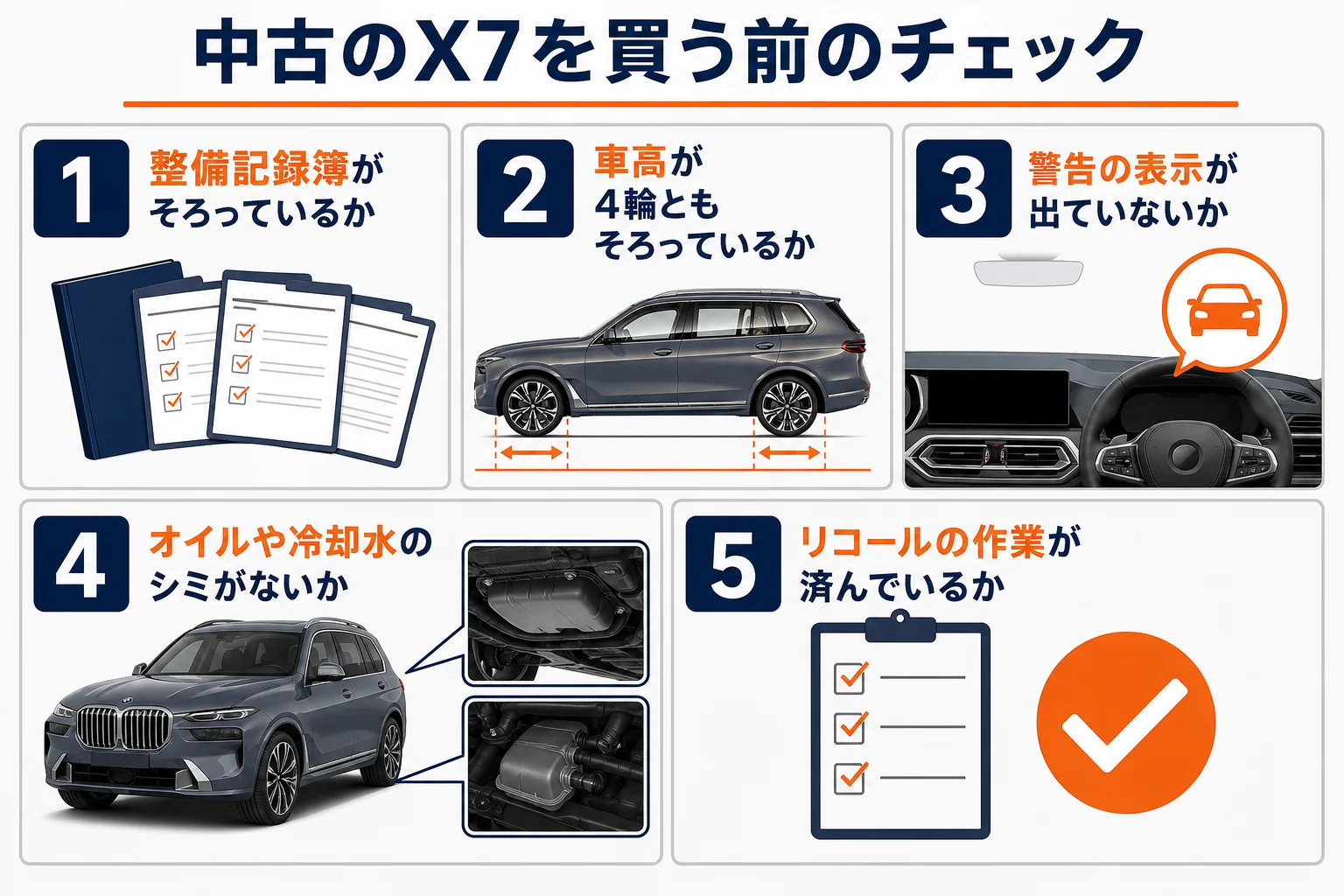 中古のBMW X7を買う前に見ておきたいことをまとめた図解