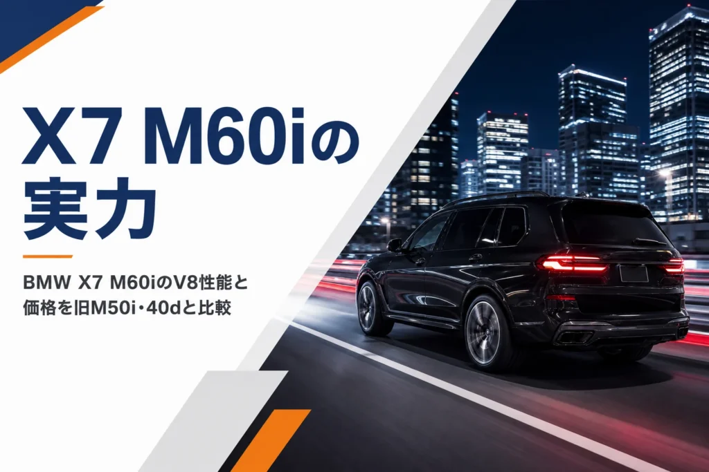 夜の都市高速を走る大型SUVとX7 M60iの実力という見出し