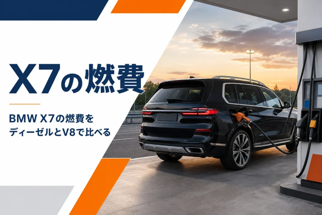 給油中の大型SUVを写したX7の燃費記事のアイキャッチ